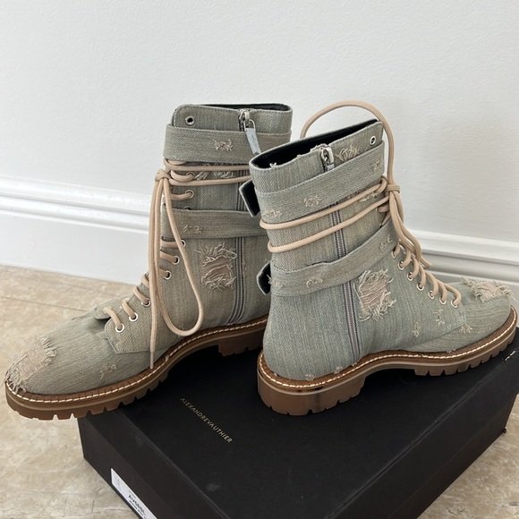 Alexander Vauthier Denim Combat Boots - Picture 4 of 6